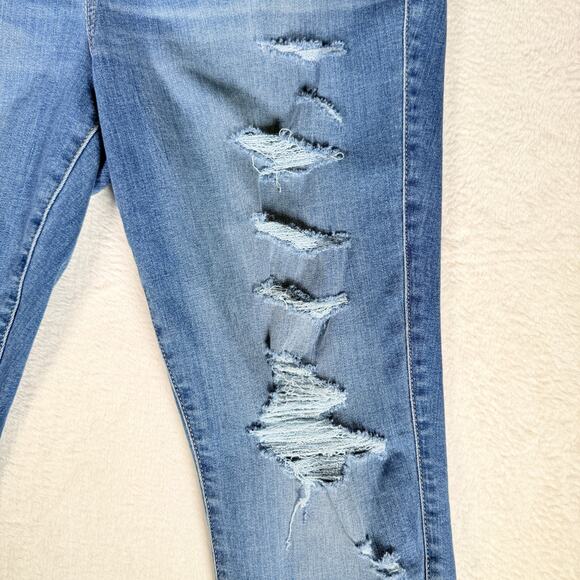 Torrid Jeggings Womens 18 Reg Blue Jeans Feel the Fit Stretch Distressed Edgy - Picture 4 of 11
